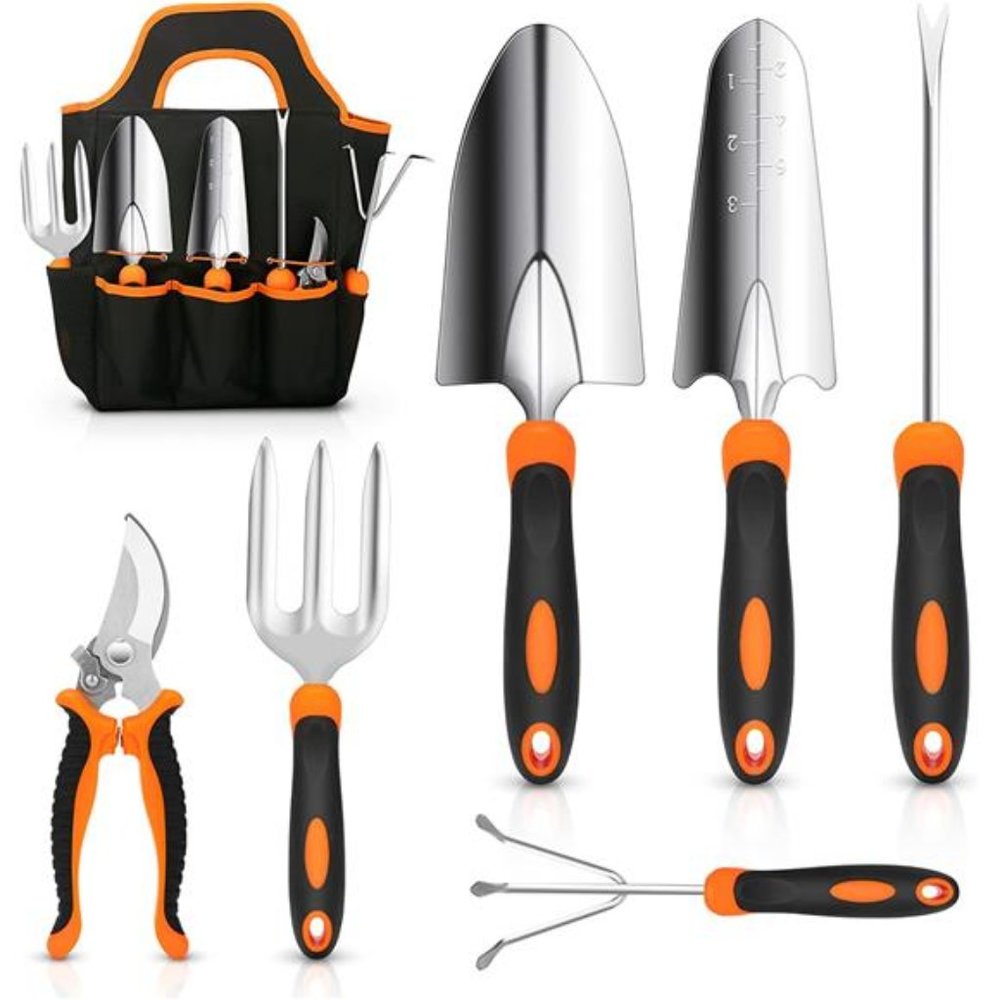 Garden Tool Set,Stainless Steel Heavy Duty Gardening Tool Set,with Non-Slip Grip